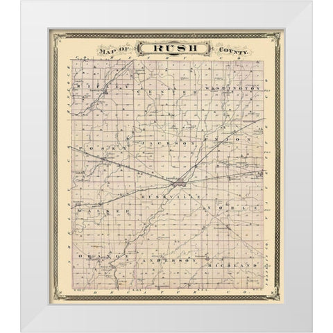 Rush Indiana Landowner - Andreas 1876 White Modern Wood Framed Art Print by Andreas