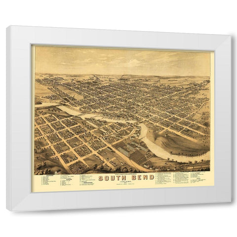 South Bend Indiana - Stoner 1874 White Modern Wood Framed Art Print by Stoner