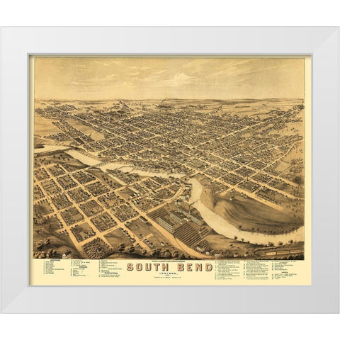 South Bend Indiana - Stoner 1874 White Modern Wood Framed Art Print by Stoner