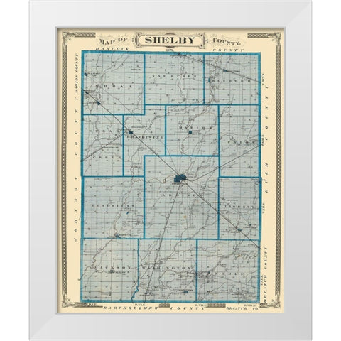 Shelby Indiana Landowner - Andreas 1876 White Modern Wood Framed Art Print by Andreas