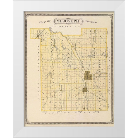 St Joseph Indiana - Andreas 1876 White Modern Wood Framed Art Print by Andreas