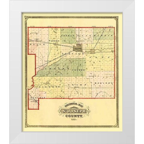 St Joseph Indiana - Higgins 1875 White Modern Wood Framed Art Print by Higgins