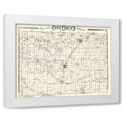 Steuben Indiana - Baskin 1876 White Modern Wood Framed Art Print by Baskin