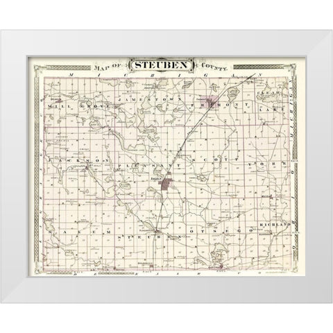 Steuben Indiana - Baskin 1876 White Modern Wood Framed Art Print by Baskin