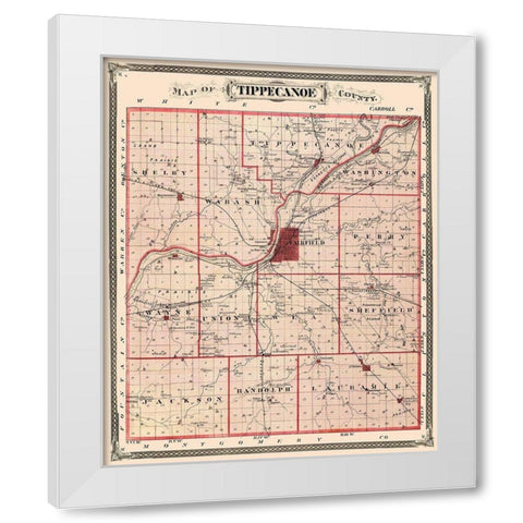 Tippecanoe Indiana Landowner - Andreas 1876 White Modern Wood Framed Art Print by Andreas