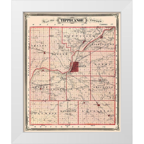 Tippecanoe Indiana Landowner - Andreas 1876 White Modern Wood Framed Art Print by Andreas