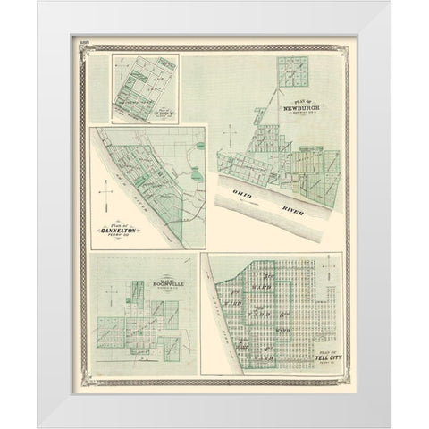 Troy, Cannelton, Newburgh, Tell City Indiana White Modern Wood Framed Art Print by Baskin