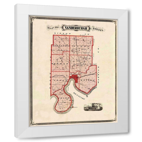 Vanderburgh Indiana Landowner - Andreas 1876 White Modern Wood Framed Art Print by Andreas