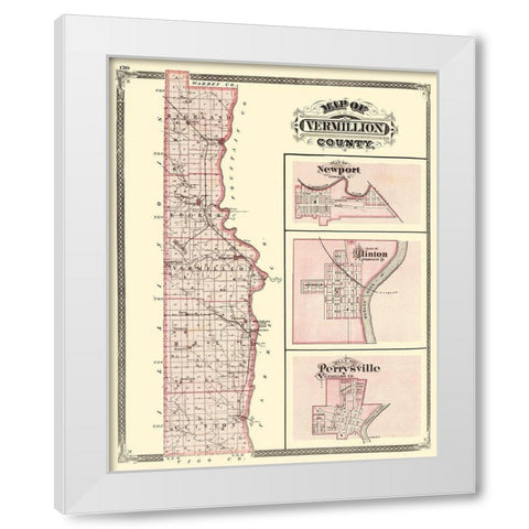 Vermillion Indiana - Baskin 1876 White Modern Wood Framed Art Print by Baskin