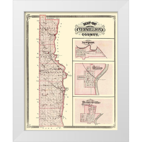 Vermillion Indiana - Baskin 1876 White Modern Wood Framed Art Print by Baskin