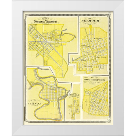 Vernon, Seymour, Brownstone Indiana - Baskin 1876 White Modern Wood Framed Art Print by Baskin