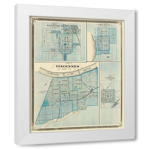 Vincennes, Sullivan, Merom, Carlisle Indiana White Modern Wood Framed Art Print by Baskin