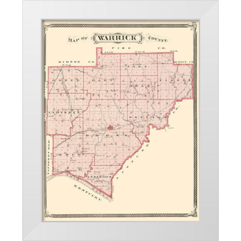 Warrick Indiana - Baskin 1876 White Modern Wood Framed Art Print by Baskin