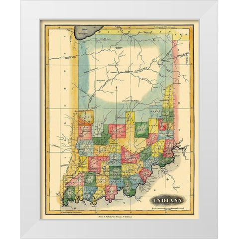 Indiana - Lucas 1823 White Modern Wood Framed Art Print by Lucas