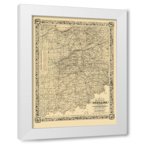 Indiana - Colton 1860 White Modern Wood Framed Art Print by Colton