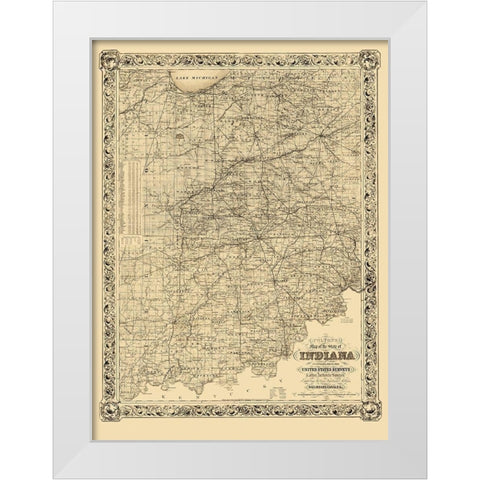 Indiana - Colton 1860 White Modern Wood Framed Art Print by Colton