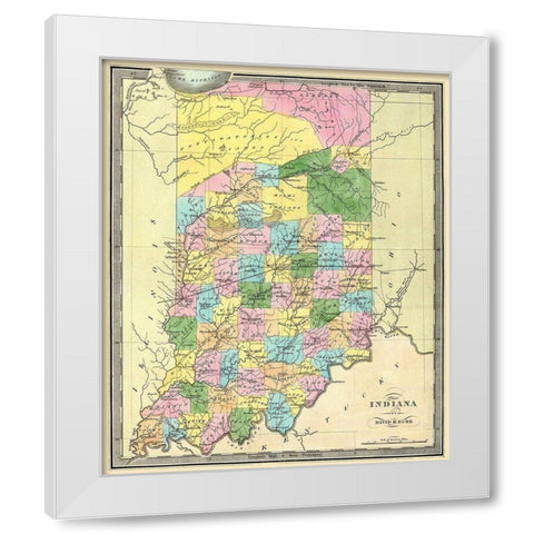Indiana - Burr 1835 White Modern Wood Framed Art Print by Burr