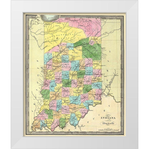 Indiana - Burr 1835 White Modern Wood Framed Art Print by Burr