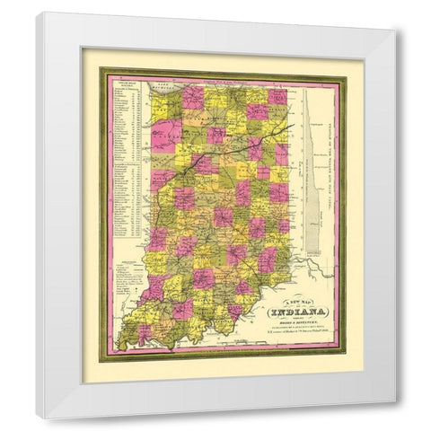 Indiana - Mitchell 1846 White Modern Wood Framed Art Print by Mitchell
