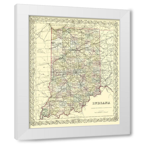 Indiana - Colton 1856 White Modern Wood Framed Art Print by Colton