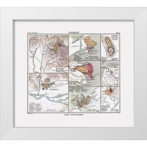 Ancient Cities Europe Africa - Perthes 1896 White Modern Wood Framed Art Print by Perthes