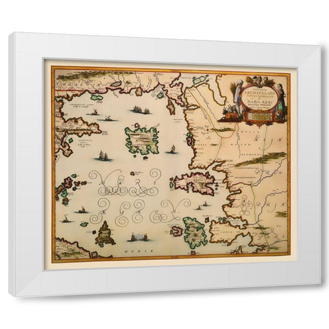 Aegean Islands Greece - Jansson 1654 White Modern Wood Framed Art Print by Jansson