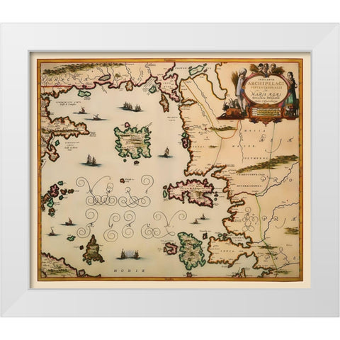Aegean Islands Greece - Jansson 1654 White Modern Wood Framed Art Print by Jansson