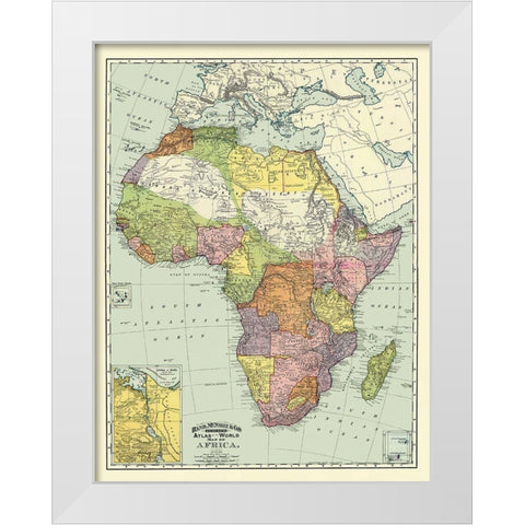 Africa - Rand McNally 1897 White Modern Wood Framed Art Print by Rand McNally
