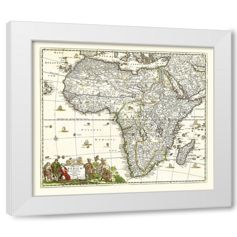 Africa - De Wit 1688 White Modern Wood Framed Art Print by De Wit