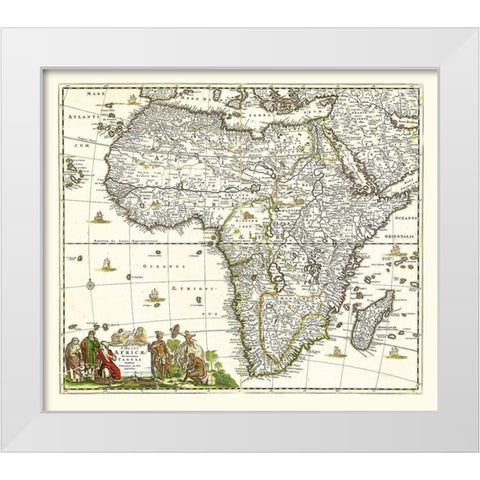 Africa - De Wit 1688 White Modern Wood Framed Art Print by De Wit