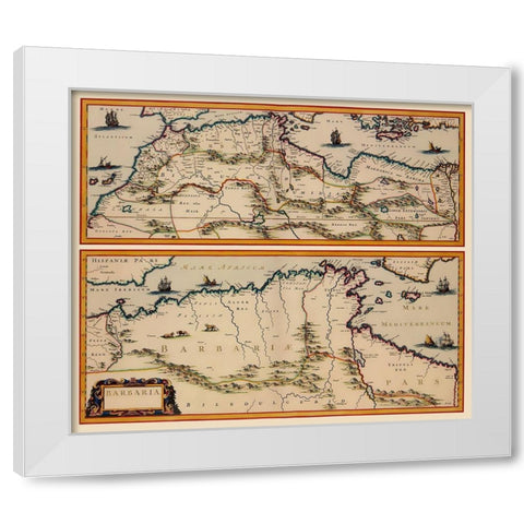 Africa Northern Coast - Blaeu 1650 White Modern Wood Framed Art Print by Blaeu