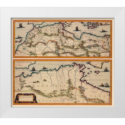 Africa Northern Coast - Blaeu 1650 White Modern Wood Framed Art Print by Blaeu