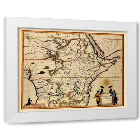 Eastern Africa - Blaeu 1635 White Modern Wood Framed Art Print by Blaeu
