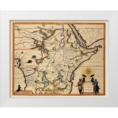 Eastern Africa - Blaeu 1635 White Modern Wood Framed Art Print by Blaeu