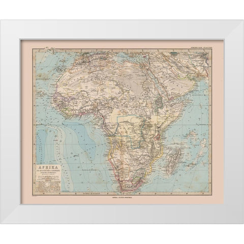 Africa - Stieler  1885 White Modern Wood Framed Art Print by Stieler