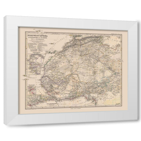 North West Africa - Stieler  1885 White Modern Wood Framed Art Print by Stieler
