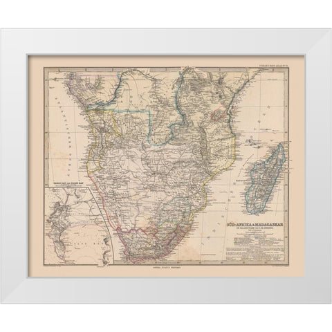 South Africa Madagascar - Stieler  1885 White Modern Wood Framed Art Print by Stieler