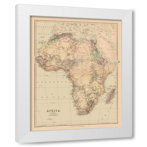 Africa - Bartholomew 1867 White Modern Wood Framed Art Print by Bartholomew