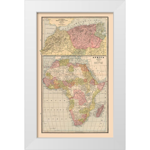 Africa North West Africa - Cram 1888 White Modern Wood Framed Art Print by Cram