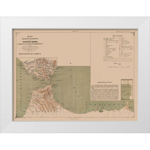 Spanish Possessions in Africa - Valverde 1880 White Modern Wood Framed Art Print by Valverde