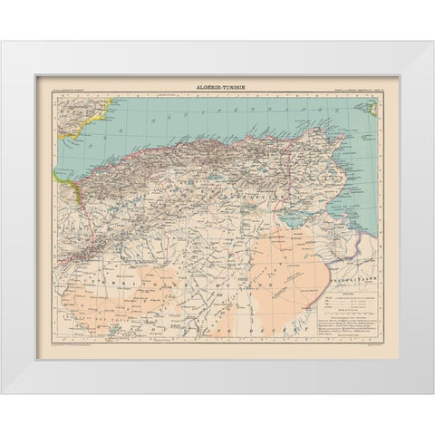 Algeria Tunisia - Schrader 1908 White Modern Wood Framed Art Print by Schrader