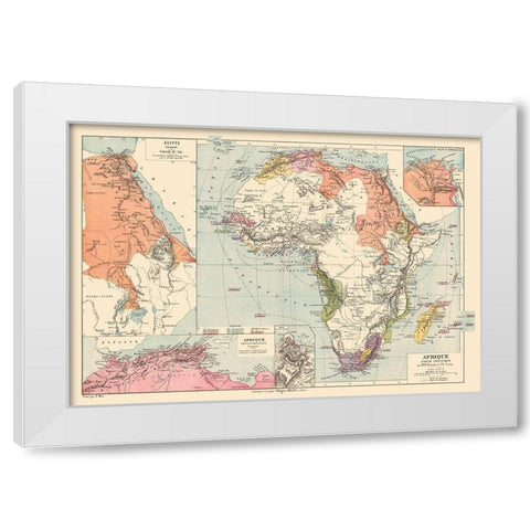 Political Africa - Drioux 1882 White Modern Wood Framed Art Print by Drioux
