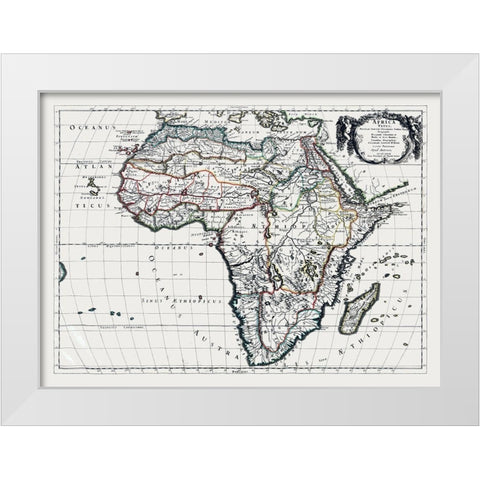 Africa - Sanson 1641 White Modern Wood Framed Art Print by Sanson