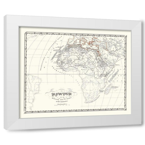 Africa Prior to Mohammedan - Spruner 1855 White Modern Wood Framed Art Print by Spruner