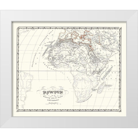 Africa Prior to Mohammedan - Spruner 1855 White Modern Wood Framed Art Print by Spruner