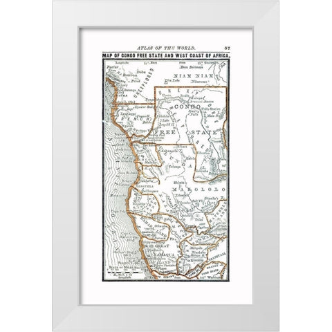 North Western Africa - Alden 1886 White Modern Wood Framed Art Print by Alden