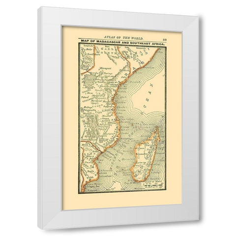 Madagascar South East Africa - Alden 1886 White Modern Wood Framed Art Print by Alden