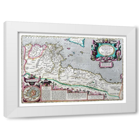 Ancient Africa - Ortelius 1570 White Modern Wood Framed Art Print by Ortelius