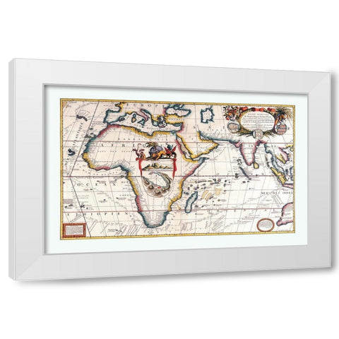 Maritime Route Brest to Siam Africa White Modern Wood Framed Art Print by Coronelli