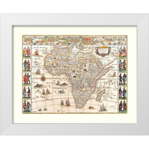 Africa - Blaeu 1630 White Modern Wood Framed Art Print by Blaeu